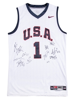 2007 USA Mens Olympic Basketball Team Signed Jersey with 12 Signatures Including LeBron James, Kobe Bryant, Carmelo Anthony and Jason Kidd (PSA/DNA) 
